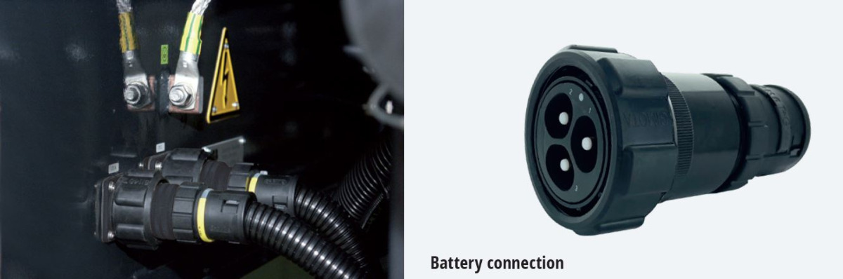 Gimota’s GV series circular connectors for high voltages up to 3000 VAC/80 A, used for battery connections